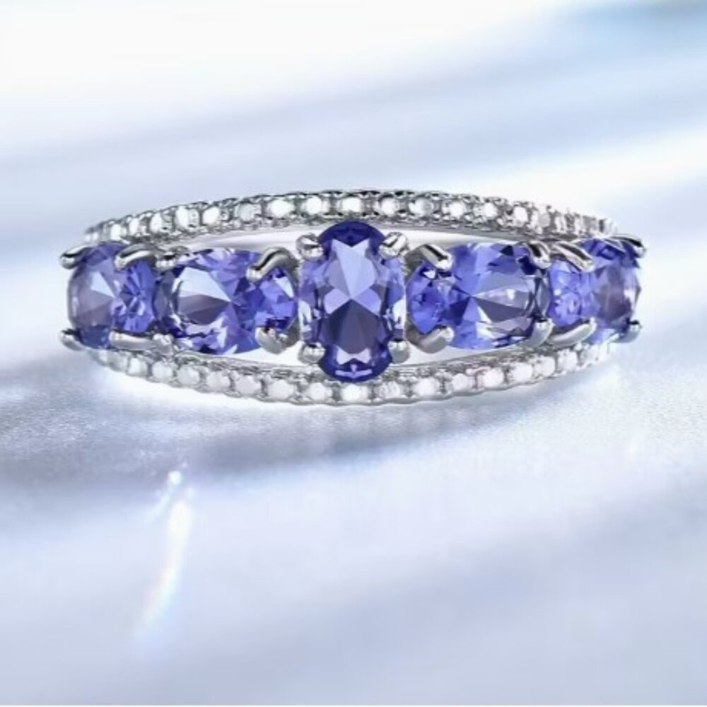 Tanzanite 925 Sterling Silver Ring Size 5 - Picture 3 of 5